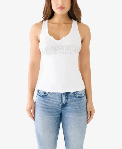 TRUE RELIGION WOMEN'S ARCHED LOGO V NOTCH TANK