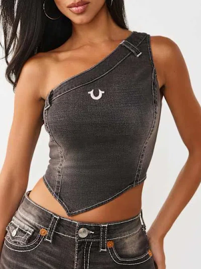 True Religion Women's Asymmetric Denim Top In Black