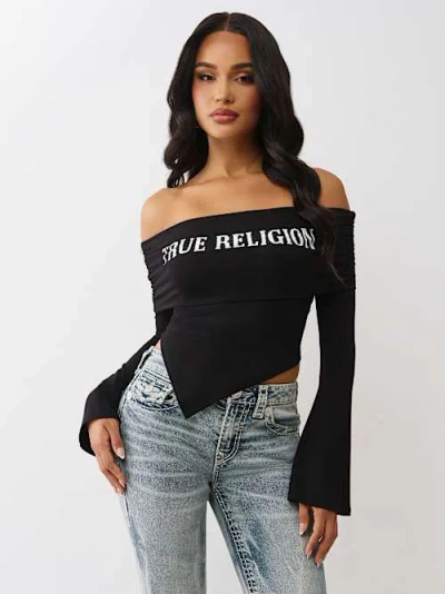 True Religion Women's Asymmetric Off The Shoulder Top In Black