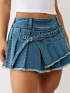 True Religion Women's Asymmetric Pleated Denim Mini Skirt In Blue