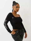 True Religion Women's Asymmetrical Off-the-shoulder Sweater In Black