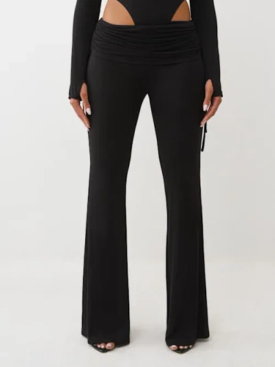 True Religion Women's Asymmetrical Ruched Foldover Pant In Black