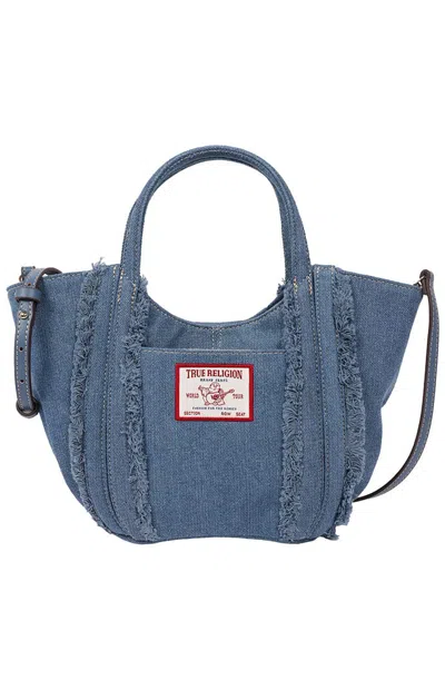 True Religion Women's Atlas Frayed Medium Tote Bag In Dark Denim In Blue
