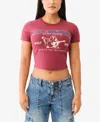 True Religion World Tour Logo Baby Tee In Cordovan