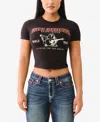 True Religion World Tour Logo Baby Tee In Jet Black