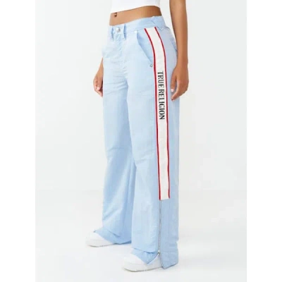 True Religion Women's Bailey Barrel Leg Nylon Pant In Blue