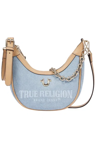 True Religion Women's Bailey Denim & Faux Leather Hobo Bag