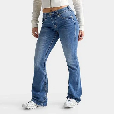 True Religion Women's Becca Big T Tattoo Flap Mid-rise Bootcut Jeans In Blue