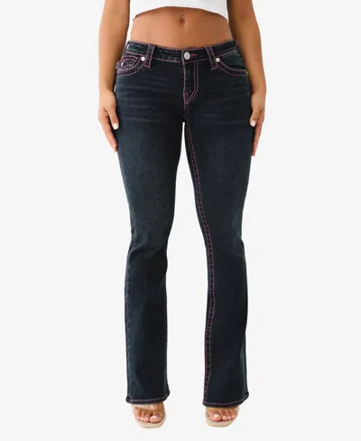 True Religion Women's Becca Bootcut Flap Lurex Big T Jean In 2sb Black Rinse