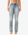 True Religion Billie Womens Mid-rise Light Wash Straight Leg Jeans In Violet