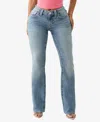 True Religion Billie Womens Mid-rise Light Wash Straight Leg Jeans