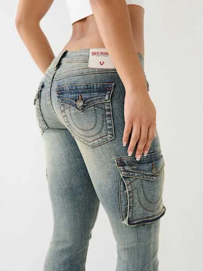 True Religion Women's Becca Low Rise Cargo Bootcut