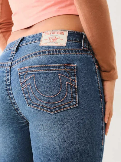 True Religion Women's Becca Mid Rise Big T Bootcut Jean