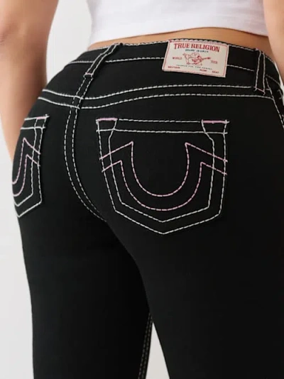 True Religion Women's Becca Mid Rise Big T Bootcut Jean In Black