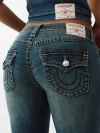 True Religion Women's Becca Mid Rise Big T Bootcut Jean In Blue