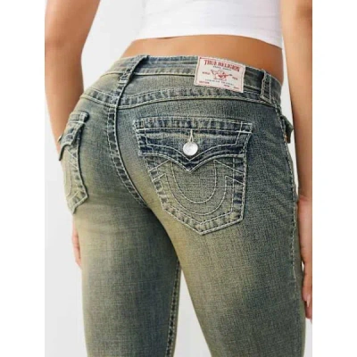 True Religion Women's Becca Mid Rise Big T Bootcut Jean In Blue