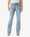 True Religion Joey Mid Rise Flare Flap Jeans In Aqua Marine