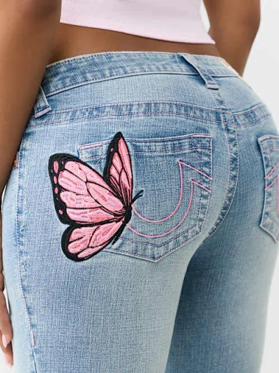 True Religion Women's Becca Mid Rise Butterfly Bootcut Jean In Blue
