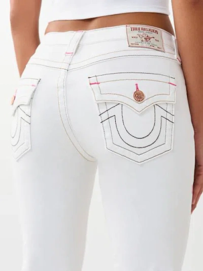 True Religion Women's Becca Mid Rise Flap Bootcut Jean In White