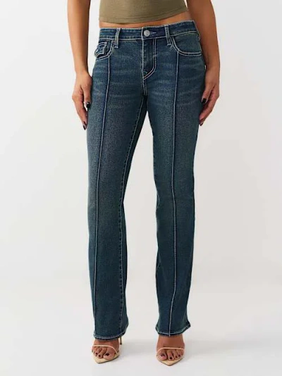True Religion Women's Becca Mid Rise Front Seams Bootcut Jean In Blue