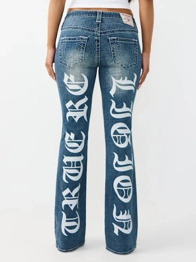 True Religion Women's Becca Mid Rise Printed Logo Bootcut Jean In Multi