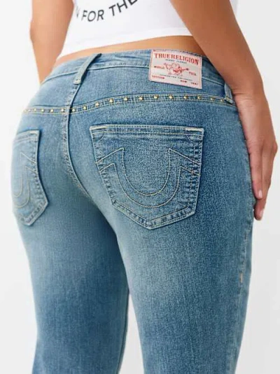 True Religion Women's Becca Mid Rise Studded Bootcut Jean In Blue