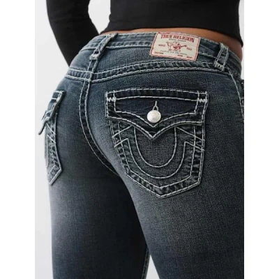 True Religion Women's Becca Mid Rise Super T Bootcut Jean In Blue