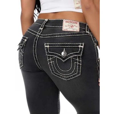 True Religion Women's Becca Mid Rise Super T Flap Bootcut Jean In Black