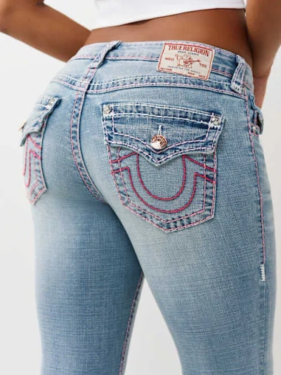 True Religion Women's Becca Mid Rise Super T Flap Bootcut Jean In Blue