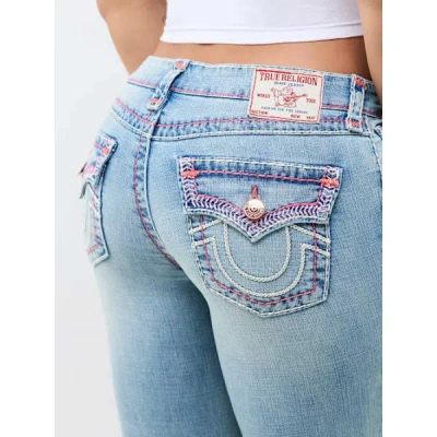 True Religion Women's Becca Mid Rise Super T Flap Bootcut Jean In Blue