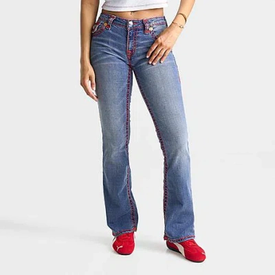 True Religion Women's Becca Super T Flap Mid-rise Bootcut Jeans In Blue