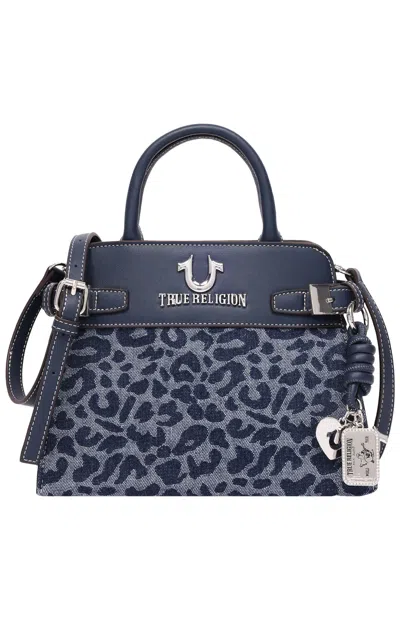 True Religion Women's Beckham Leopard Jean Belted Tote Bag In Navy