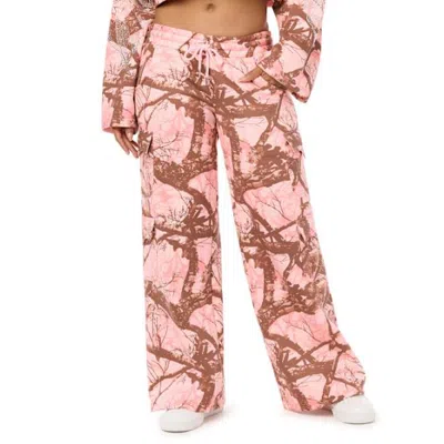 True Religion Women's Bedazzled Camo Cargo Wide Leg Baggy Sweatpant In Animal Print