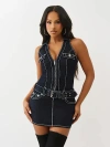 True Religion Women's Belted Big T Denim Dress In Black