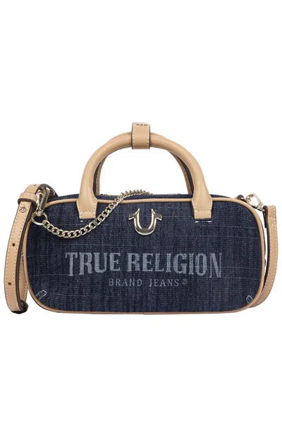 True Religion Women's Bentley Denim And Faux Leather Mini Satchel Bag In Tan In Brown