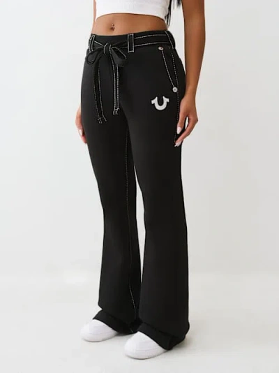 True Religion Women's Big T Bootcut Sweatpant In Black