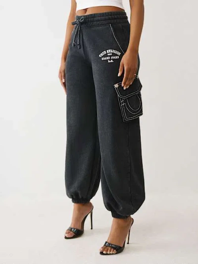 True Religion Women's Big T Cargo Jogger In Black