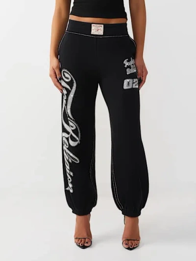 True Religion Women's Big T Crystal Baggy Jogger In Black