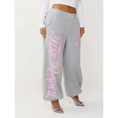 True Religion Women's Big T Crystal Baggy Jogger Pants In Gray