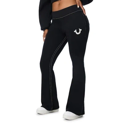 True Religion Women's Big T Crystal Bootcut Sweatpant In Black