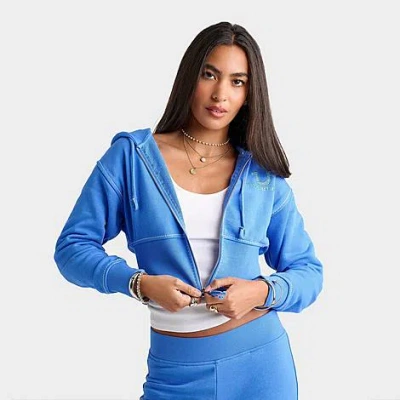 True Religion Women's Big T High Waistband Full-zip Hoodie In Blue