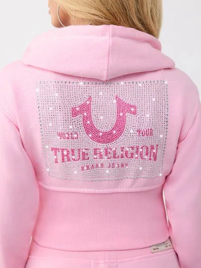 True Religion Women's Big T High Waistband Zip Hoodie In Pink