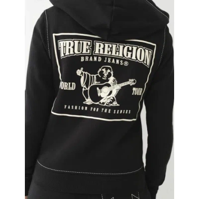 True Religion Women's Big T Stitch Logo Zip Hoodie In Black