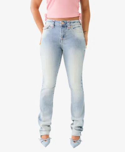 True Religion Women's Billie Flap Super T Straight Jean In Blue