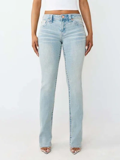 True Religion Women's Billie Mid Rise Big T Straight Jean In Blue