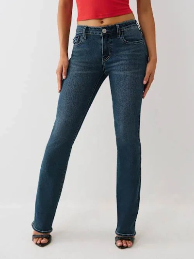 True Religion Women's Billie Mid Rise Flap Straight Jean In Blue