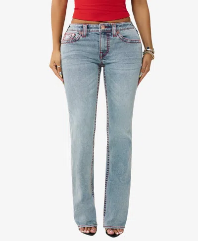 True Religion Women's Billie Mid Rise Straight Big T Jeans In Blue