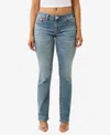 TRUE RELIGION WOMEN'S BILLIE MID RISE STRAIGHT BIG T JEANS