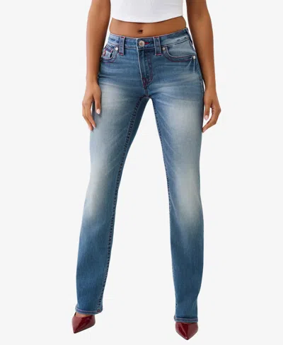 True Religion Women's Billie Mid Rise Straight Flap Jeans In Blue