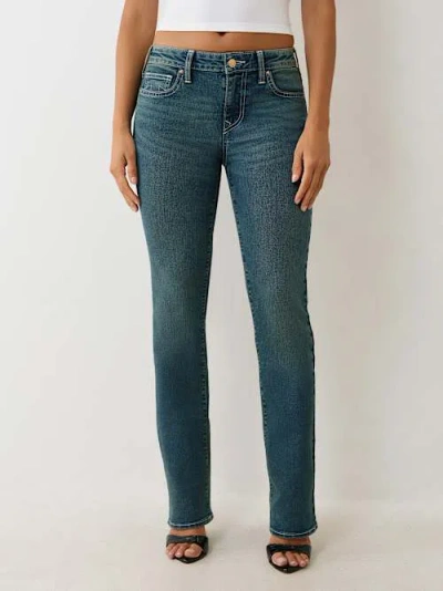 True Religion Women's Billie Mid Rise Straight Jean In Blue